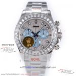 N9 904L Rolex Cosmograph Daytona 116576TBR 40mm 7750 Diamond Pave Dial Watch - Platinum Case